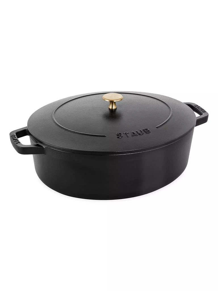 Staub Cast Iron 6.25-Quart Shallow Oval Dutch Oven 1