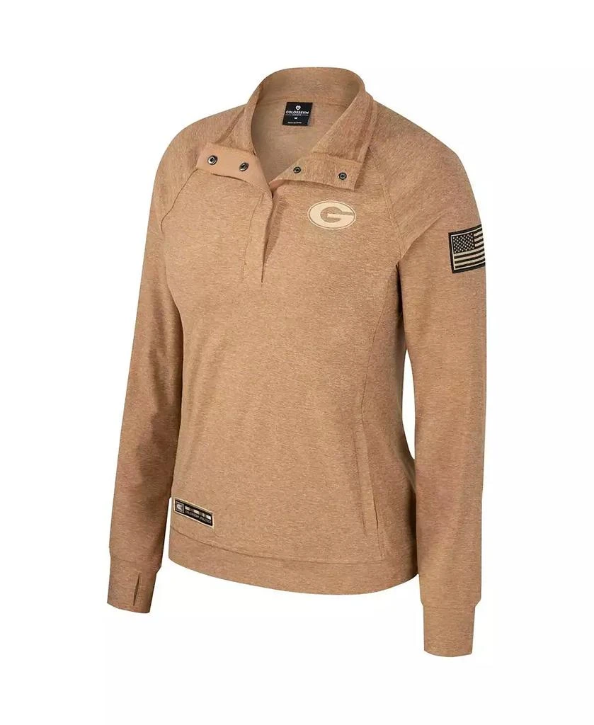Colosseum Women's Tan Georgia Bulldogs OHT Military Appreciation Sand Tatum Quarter-Snap Raglan Jacket 2