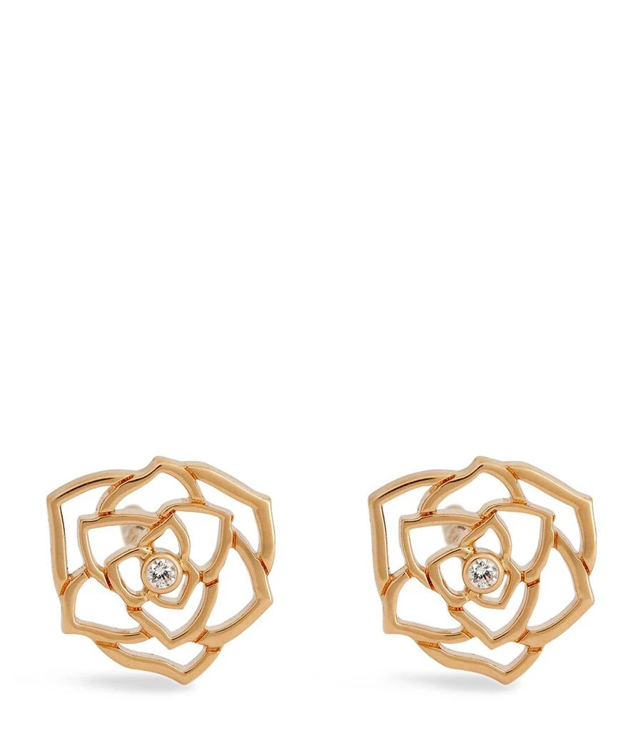 PIAGET Rose Gold and Diamond Rose Earrings 2