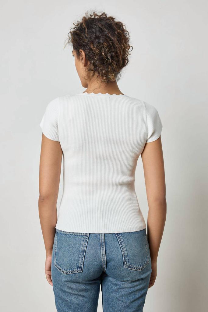 Lilla P Lilla P - Cap Sleeve Scallop Neck Sweater