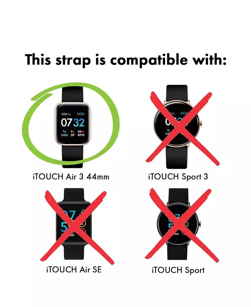 iTouch Air 3 and Sport 3 Extra Interchangeable Strap Black Silicone, 40mm 2