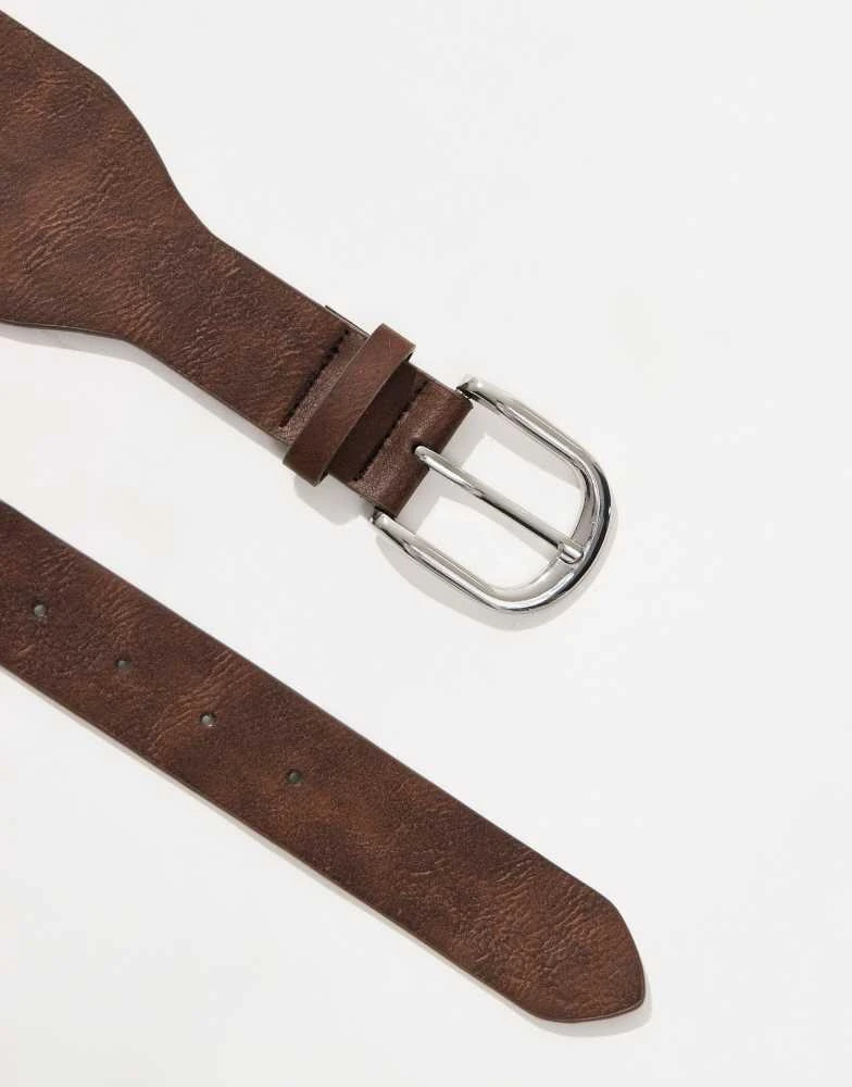 My Accessories My Accessories wide belt with studs in silver and brown 3
