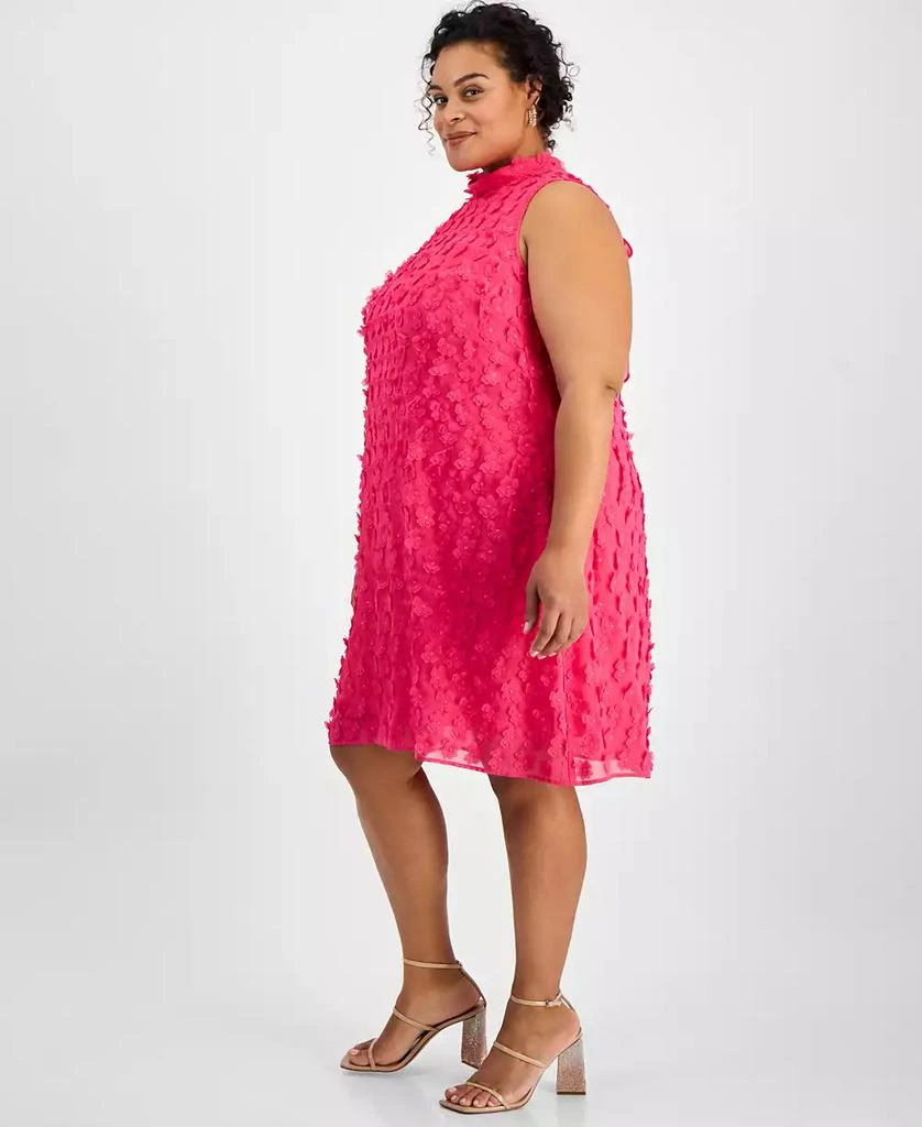 Robbie Bee Plus Size 3D-Flower Mock-Neck Trapeze Dress 4