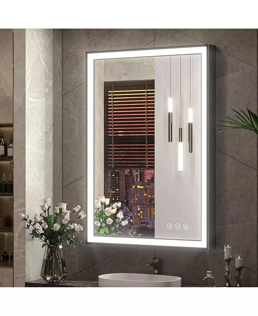 keonjinn 45° Angled Frontlit Metal Framed Bathroom Vanity Mirror with Anti-fog Function