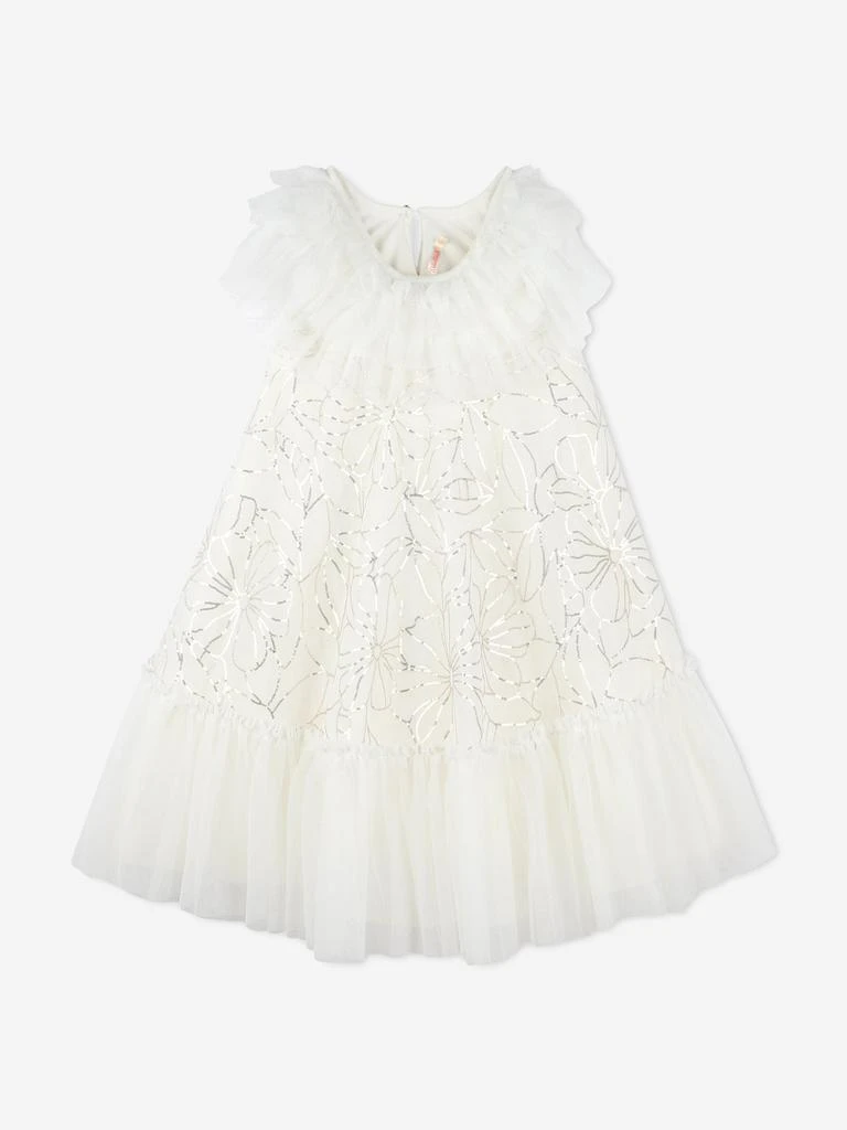 Billieblush Girls Sequin Flower Tulle Dress in Ivory 1