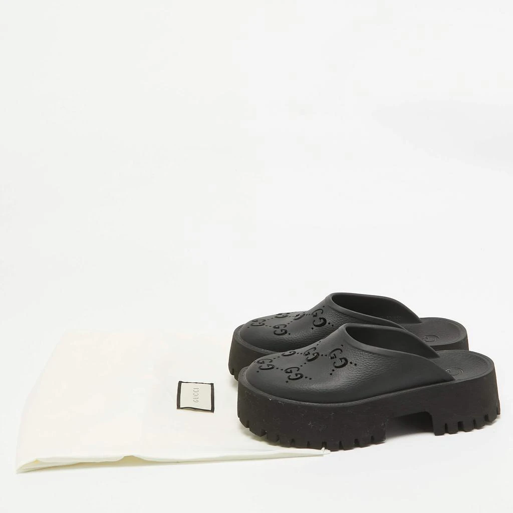 Gucci Gucci Black Perforated GG Rubber Platform Mules Size 37 9