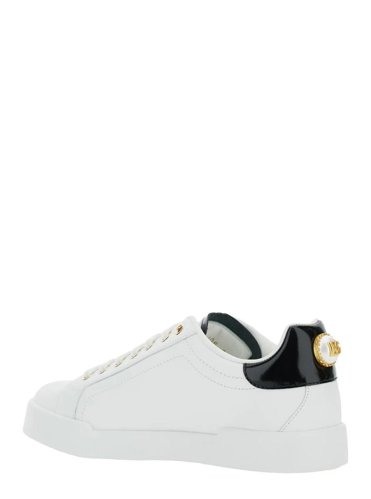 Dolce & Gabbana White Low Top Sneakers With Logo Lettering On The Tongue And Logo Detail On The Heel In Leather Woman 3