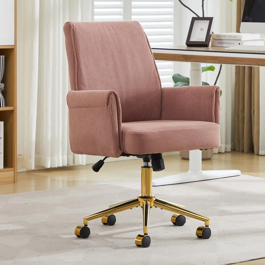 Streamdale Furniture Streamdale Mid-back office chair, striped fabric, ergonomic design, pink.