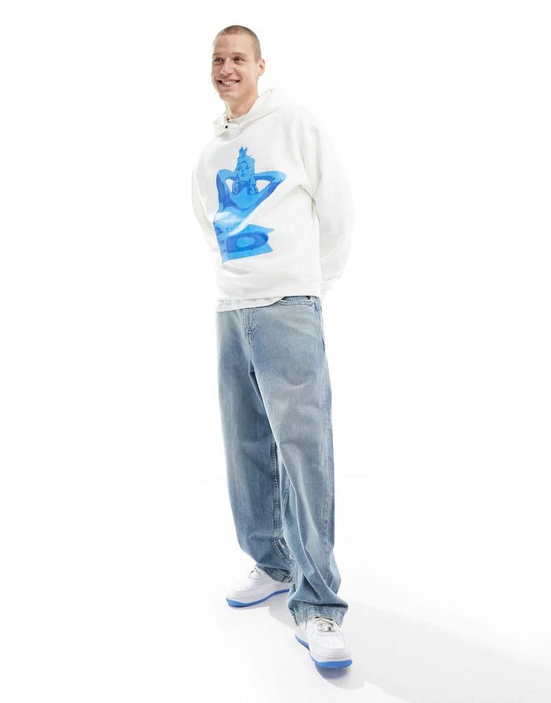 Criminal Damage Criminal Damage hoodie with graphic large front print in white 3