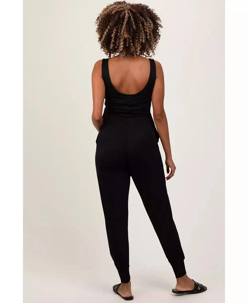 Pinkblush Maternity Black Scoop Neck Sleeveless Jogger Jumpsuit 3