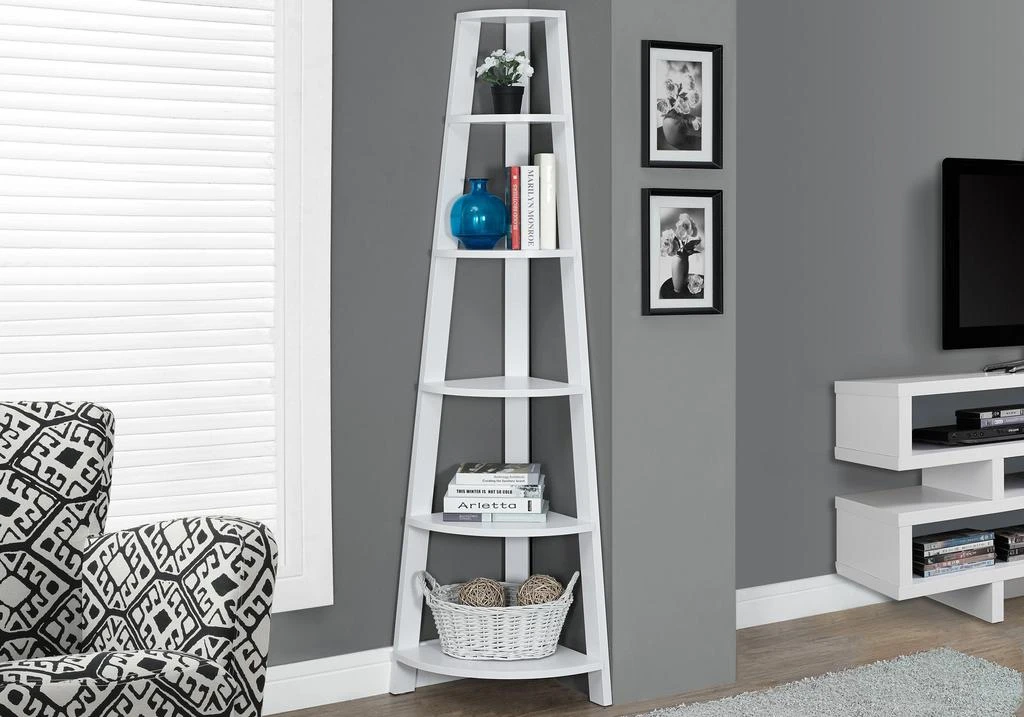 Homezia 71" White Wood Corner Bookcase 2