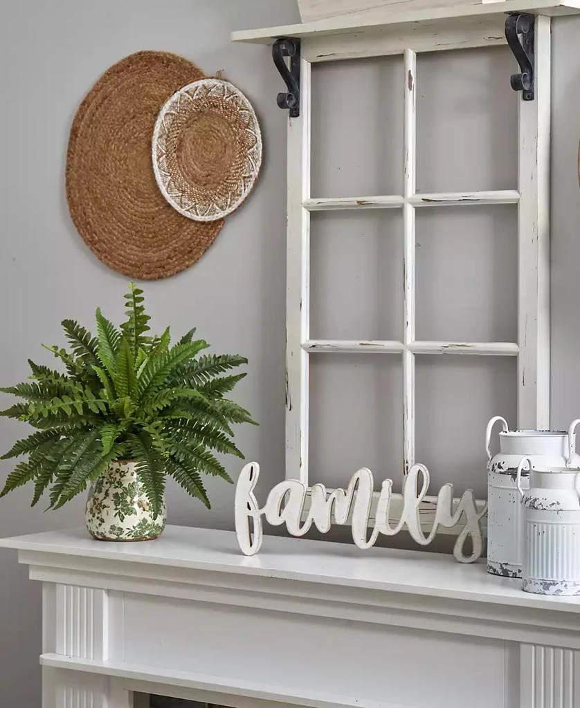 NEARLY NATURAL 15" Boston Fern Artificial Plant with Tuscan Ceramic Scroll Planter 3