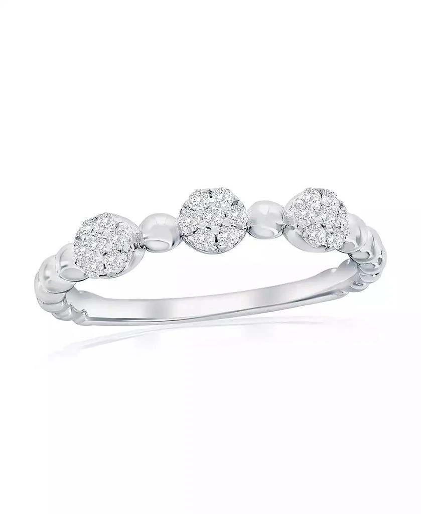 Simona Sterling Silver, Round Pave CZ 
Beaded Ring