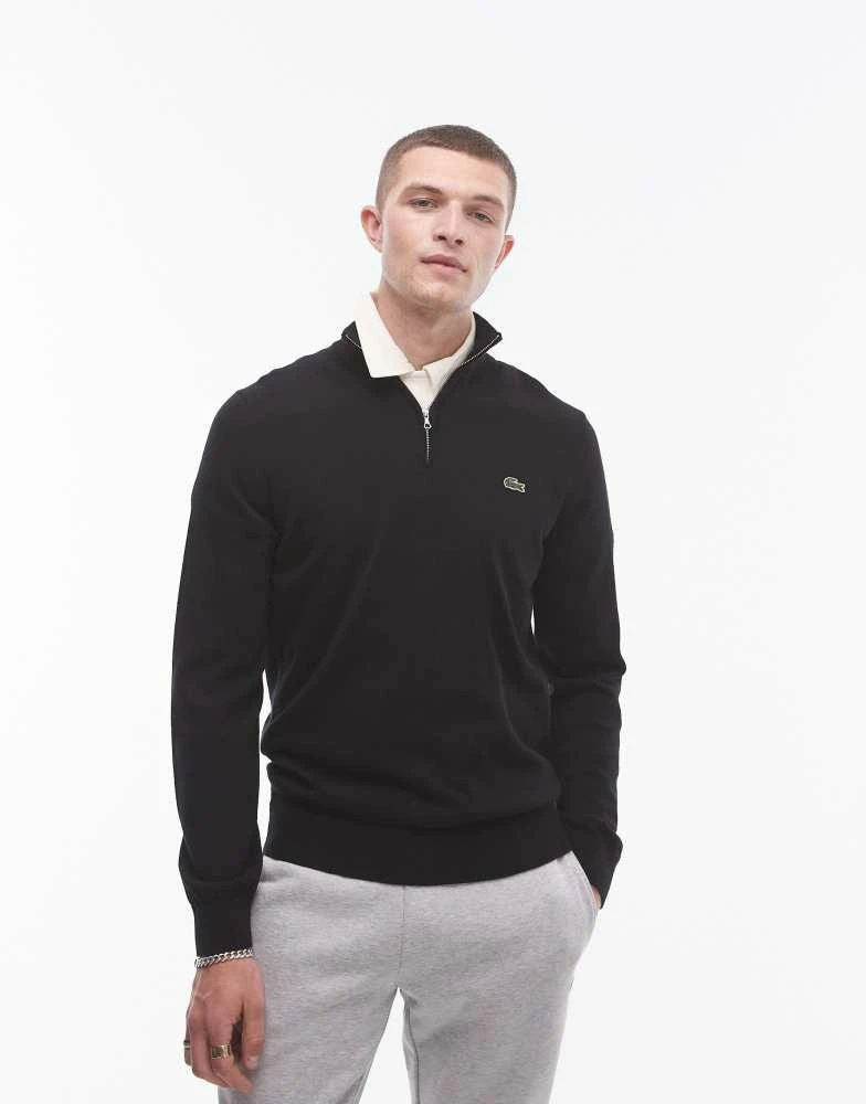 Lacoste Lacoste essentials half zip jumper in black 1