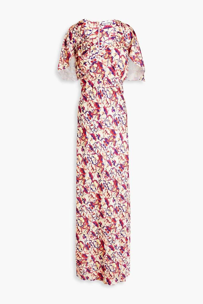 Paco Rabanne Ruffled floral-print satin maxi dress 1