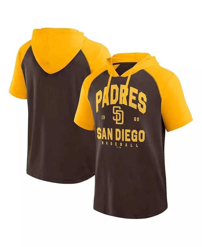 Fanatics Men's Brown San Diego Padres Prime Raglan Short Sleeve Hoodie T-Shirt 1