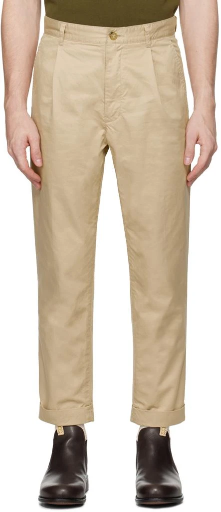 BEAMS PLUS Beige 1 Pleat Trousers 1
