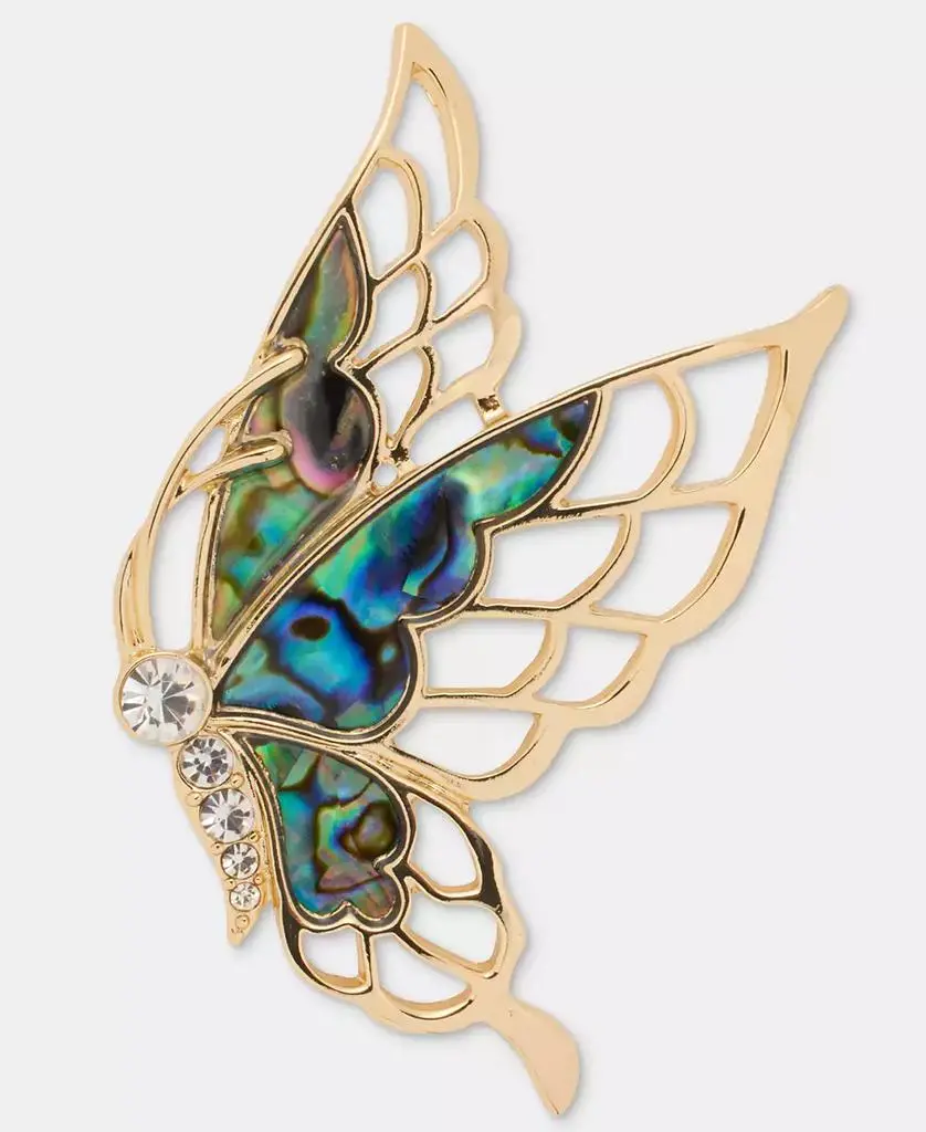 Anne Klein Gold-Tone Boxed Abalone Flying Butterfly Pin