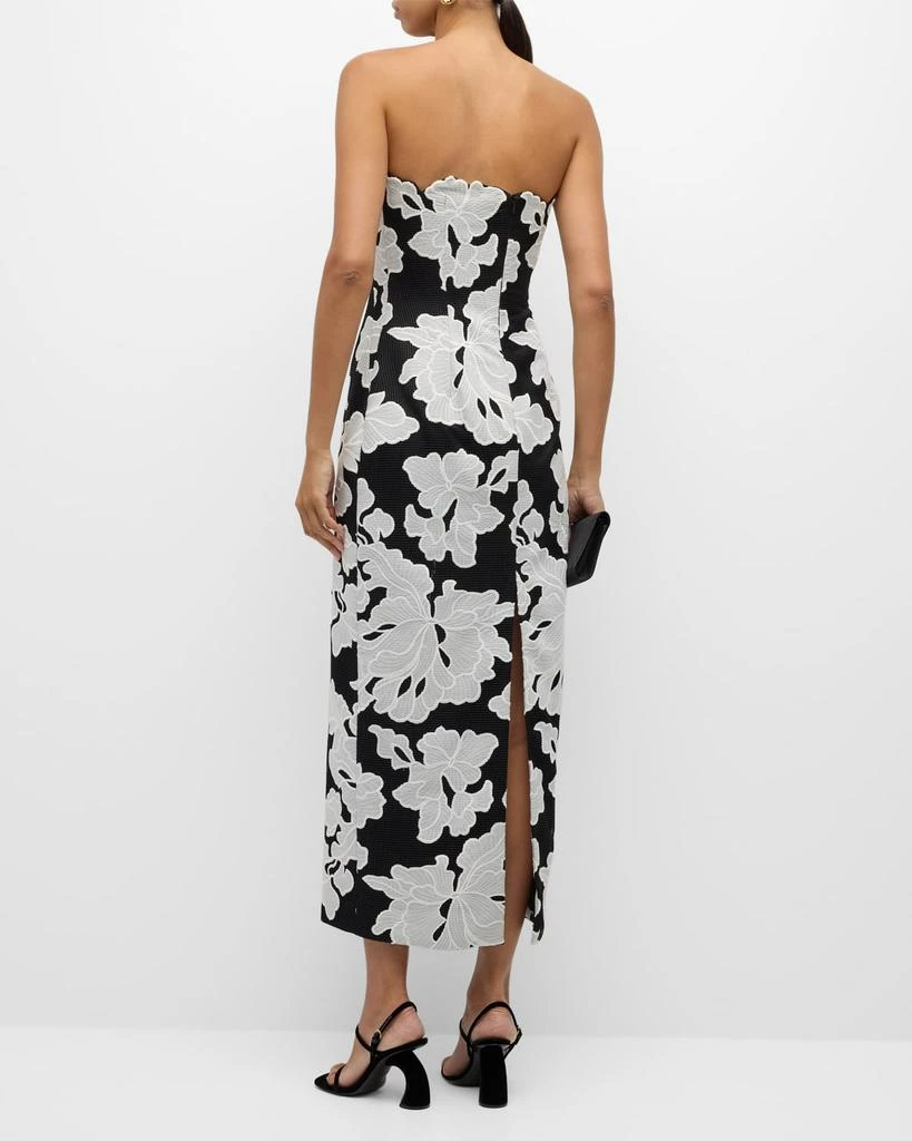LELA ROSE Natasha Strapless Floral-Embroidered Midi Dress 7