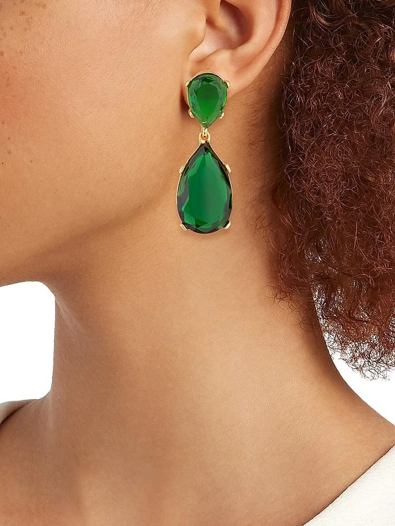 Kenneth Jay Lane Emerald-Color Crystal Double-Teardrop Earrings 2
