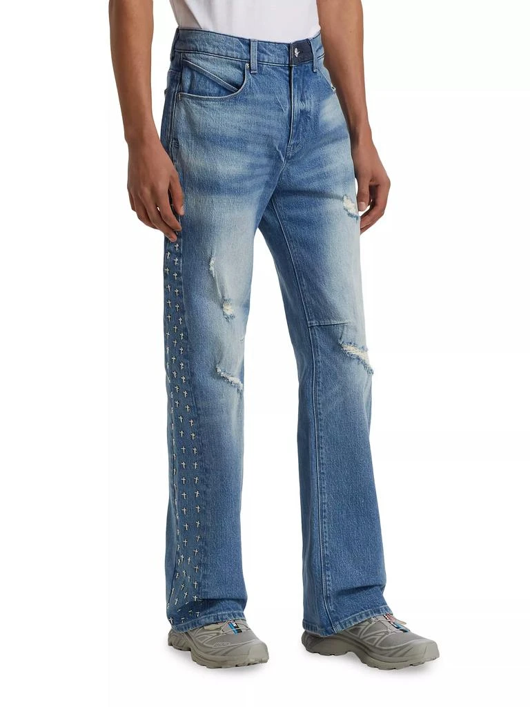 RTA Underworld Zed Bead-Embroidered Flared Jeans 4