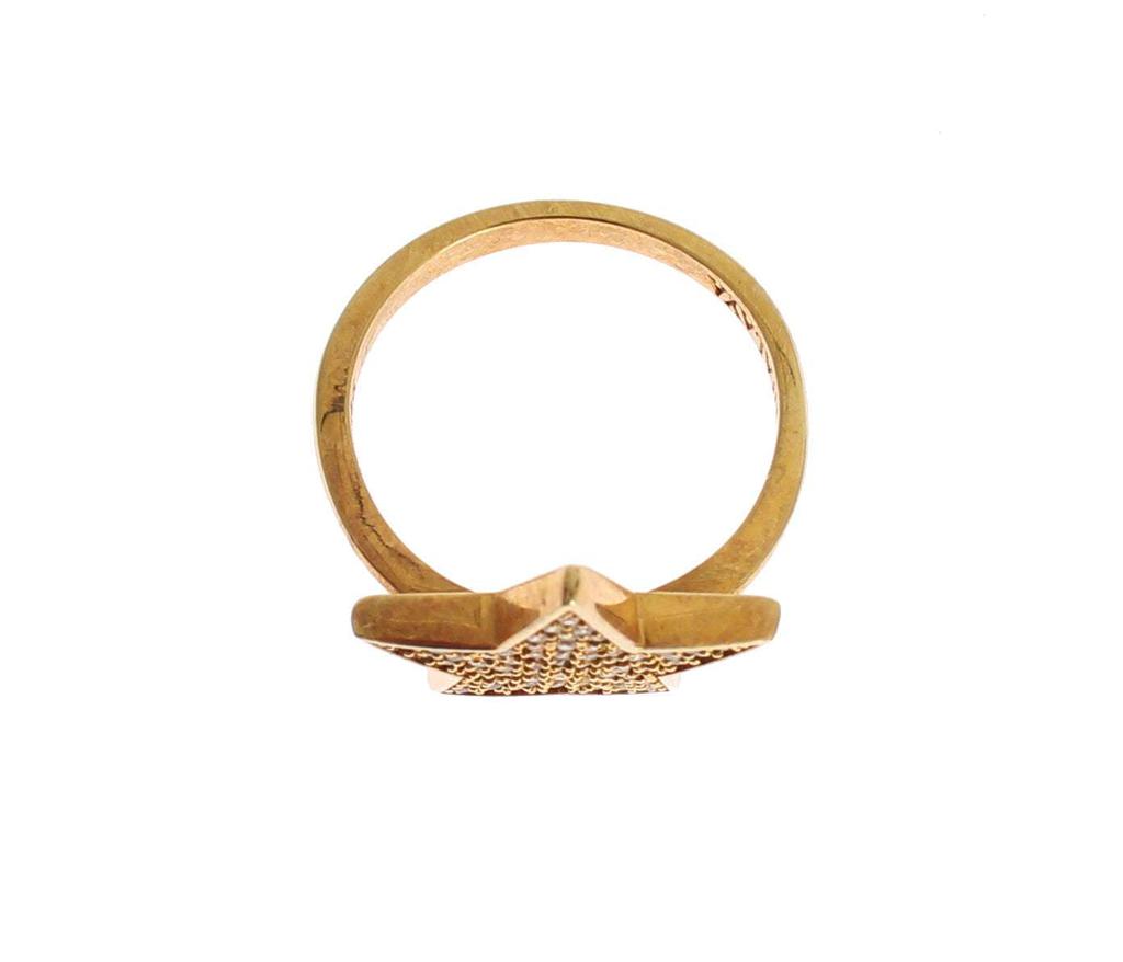 Nialaya Nialaya Star Gold 925 Silver Womens Clear Ring
