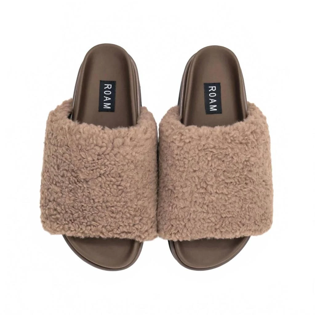 ROAM Women's Fuzzy Platform With Faux Shearling In Taupe 1