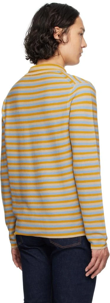 Paul Smith Yellow & Blue Faded Stripe Knitted Cotton Polo 3