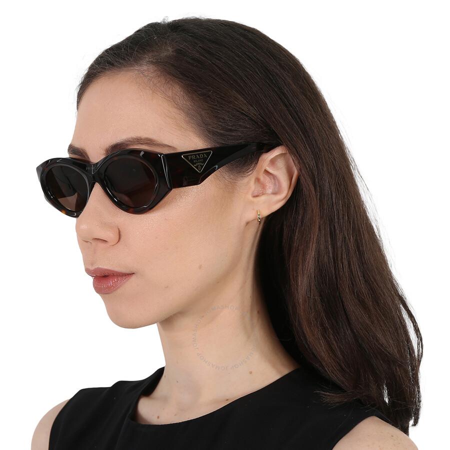 Prada Dark Brown Oval Ladies Sunglasses PR 20ZS 2AU06B 53