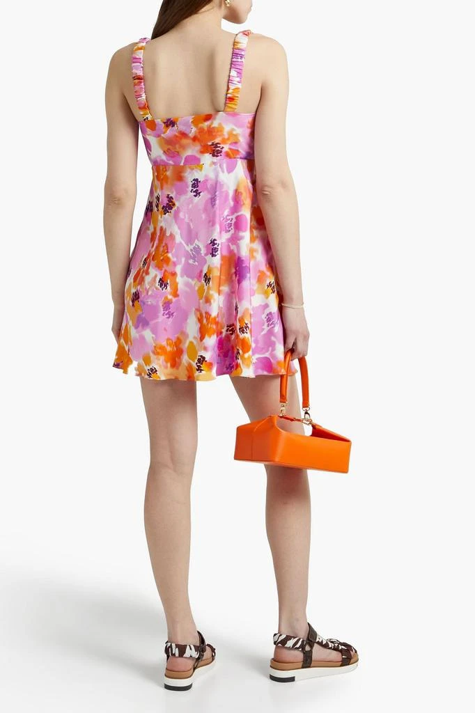 NICHOLAS Gathered floral-print satin-twill mini dress 3