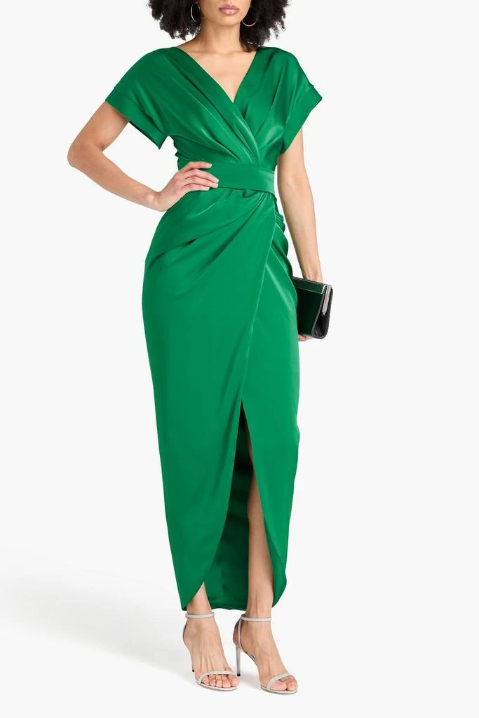 RHEA COSTA Jaya belted draped satin maxi dress 2