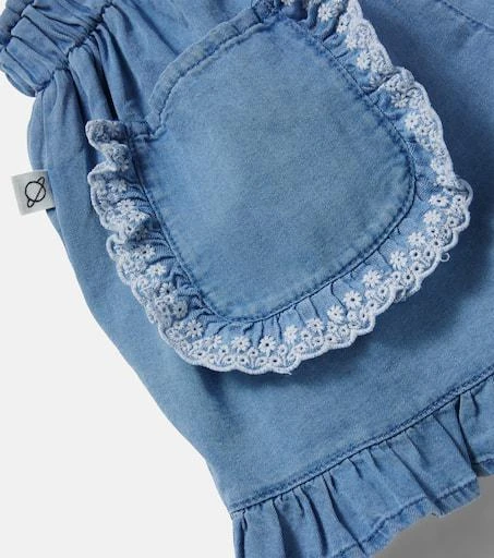 Cozmo Sienna ruffled cotton chambray shorts 3