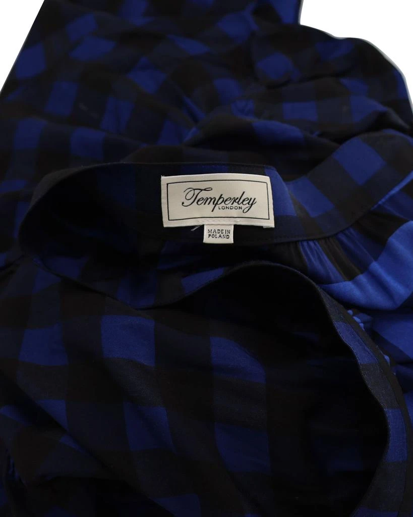 Temperley London Gathered Checked Skirt in Blue Acetate 4