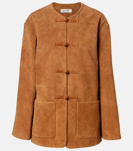 Róhe Leather-trimmed suede jacket