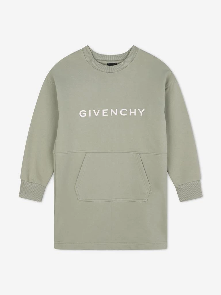 Givenchy Givenchy Girls Logo Sweater Dress in Green 1
