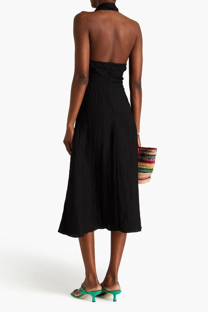 Sandro Knotted crinkled-gauze halterneck midi dress 3