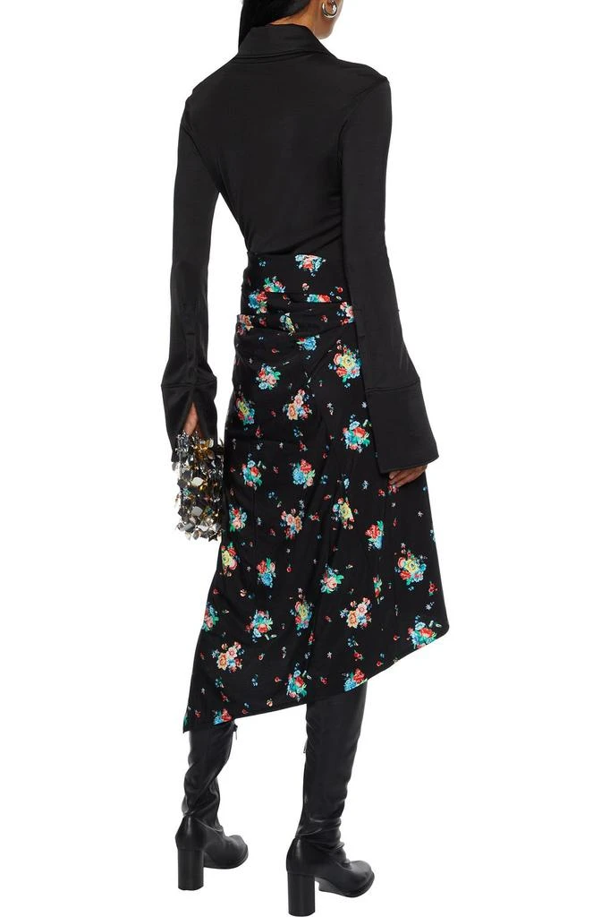 Paco Rabanne Wrap-effect floral-print satin-jersey midi skirt 3