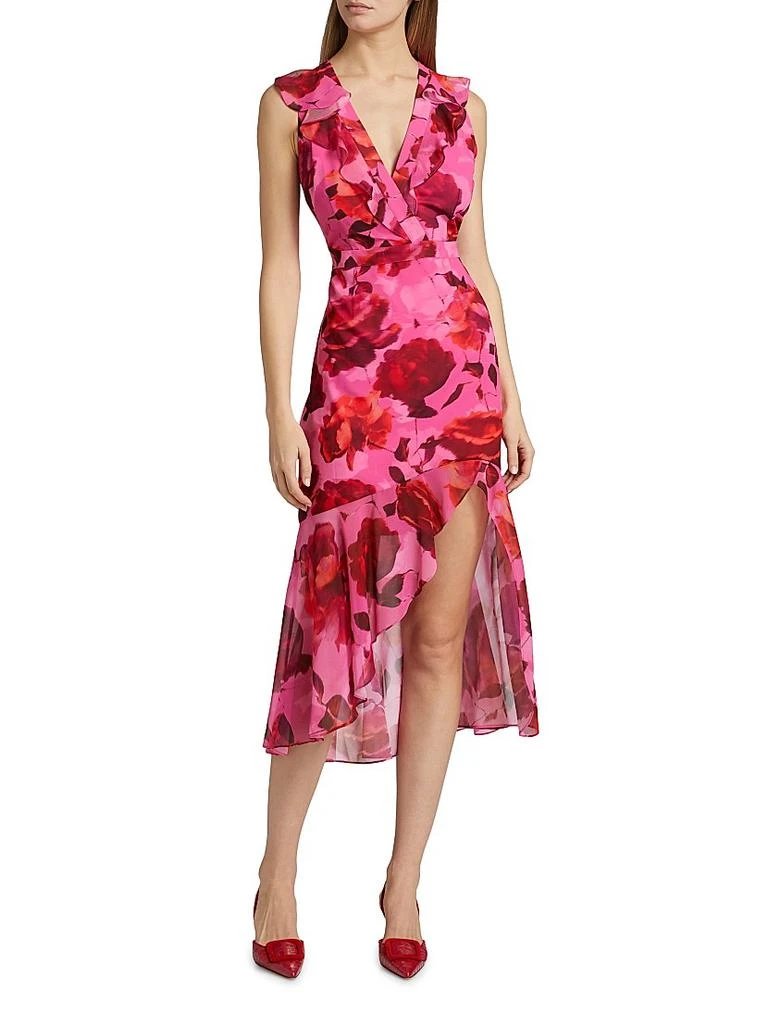Milly Nanci Blurred Blossom Ruffle Cocktail Dress 3