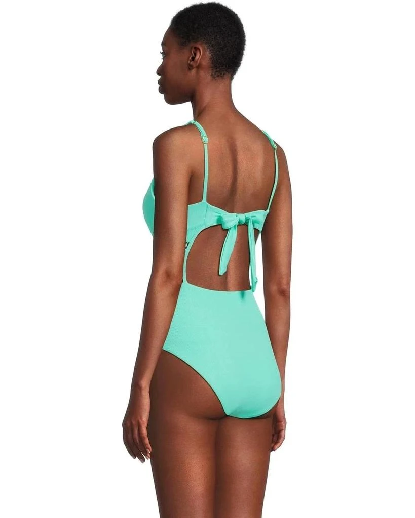 Becca Modern Edge Swimsuit Womens  Aqua Sea Stretch Plunge One Piece RED271 3