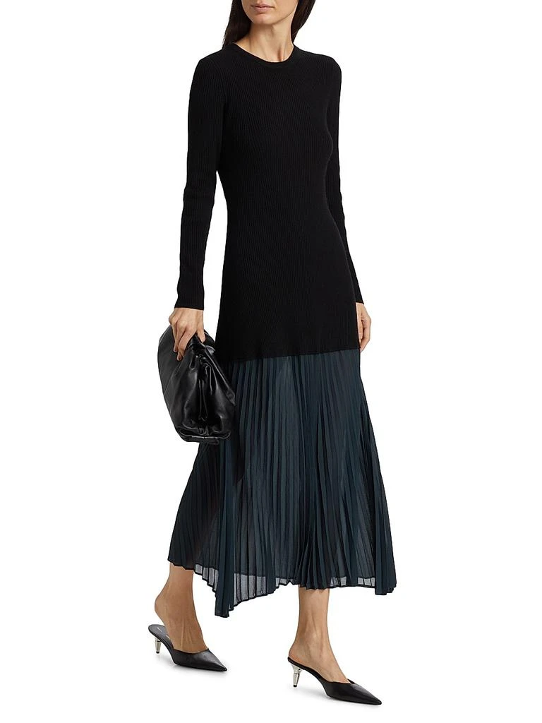 Lingua Franca Jerry Mixed-Media Long-Sleeve Midi-Dress 2