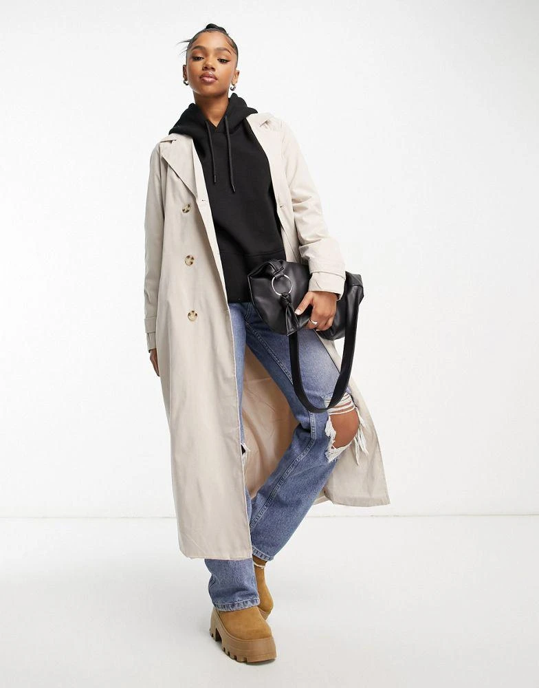 JDY JDY oversized trench coat in stone 1