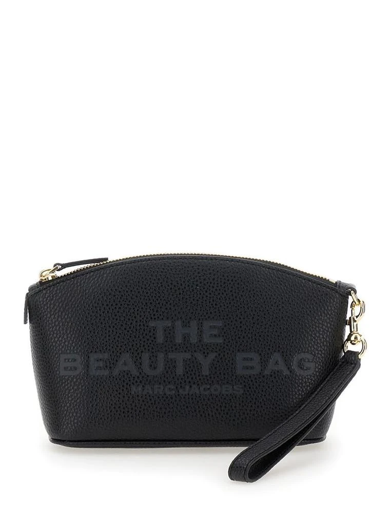 Marc Jacobs 'The Beauty Bag' Black Clutch Bag With Logo Print On The Front In Leather Woman 1