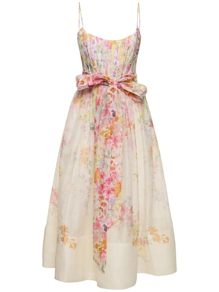 Zimmermann Natura Printed Linen Midi Corset Dress 1