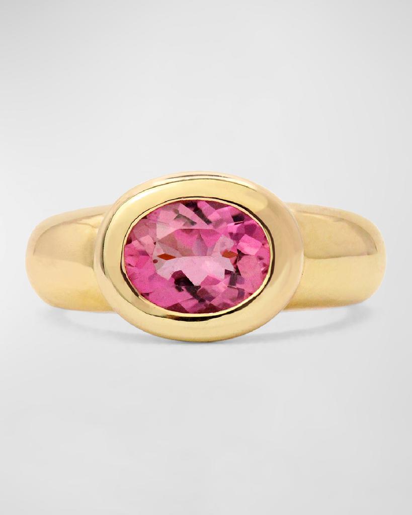 Stevie Wren 18K Yellow Gold Oval Gemstone Gumball Gypsy Ring