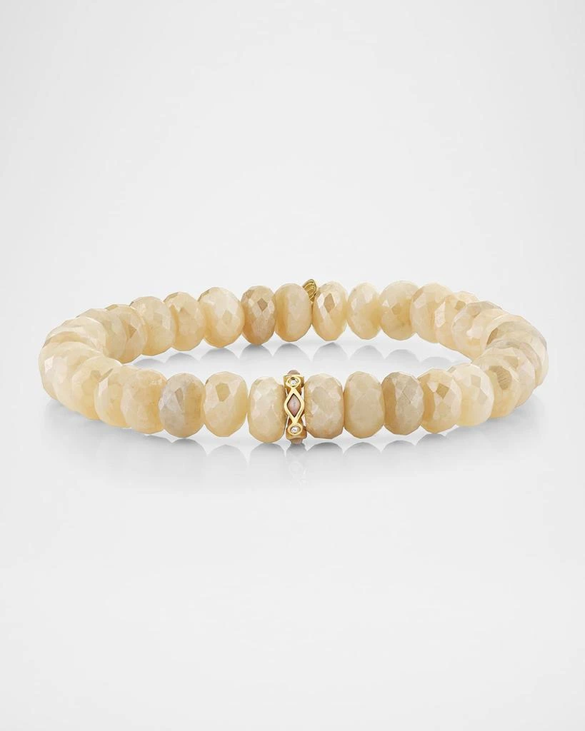 Sydney Evan 14K Pink Opal and Diamond Bezel 8mm Rondelle on Moonstone Bracelet