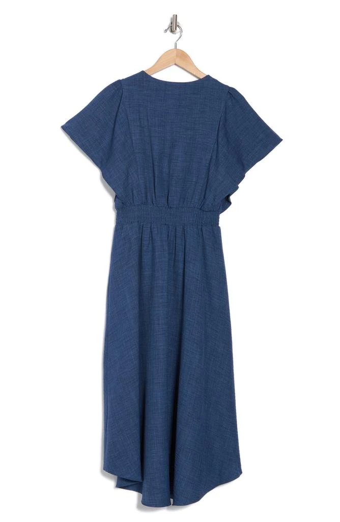 DKNY Flutter Sleeve Smocked Waist Fit & Flare Dress 4
