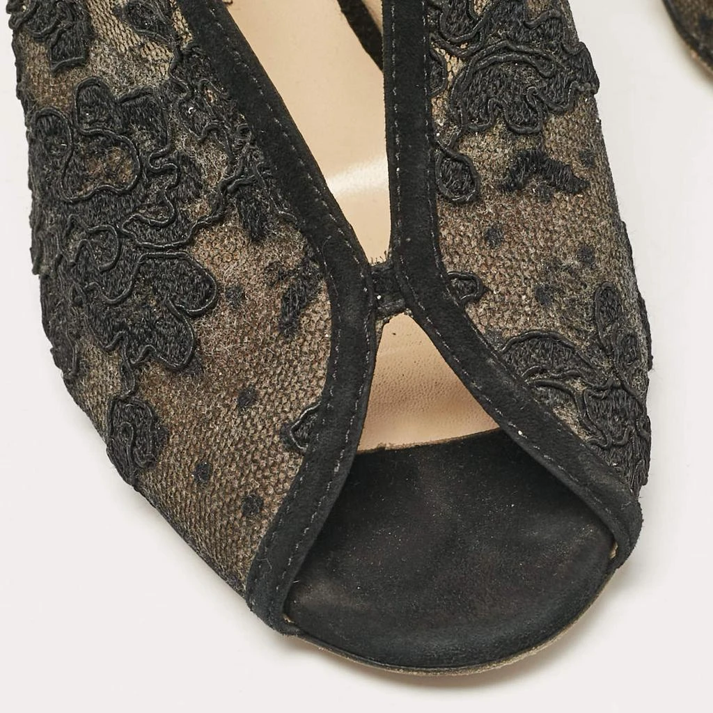 Jimmy Choo Jimmy Choo Black Lace Shar Slingback Pumps Size 37.5 7