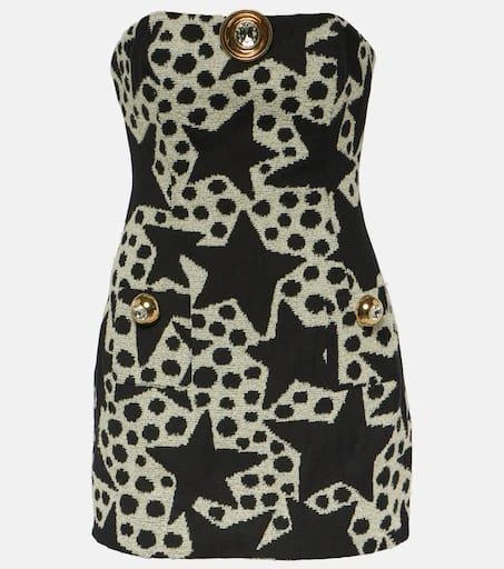 AREA Jacquard strapless cotton-blend minidress 1
