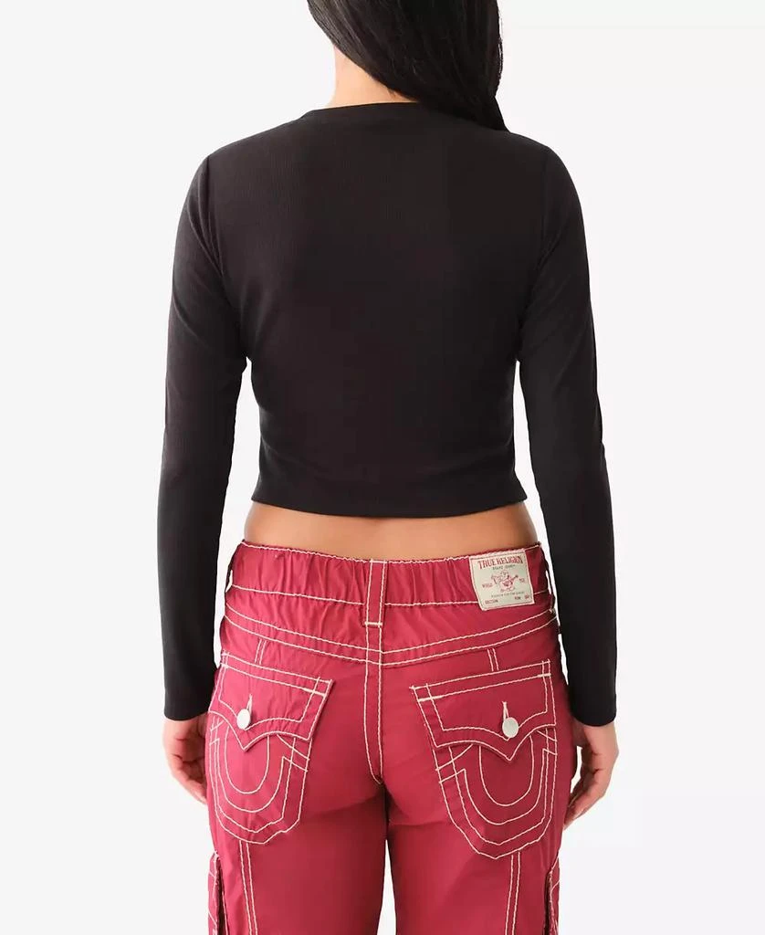 True Religion Women's Western Logo Rib Baby Tee 2