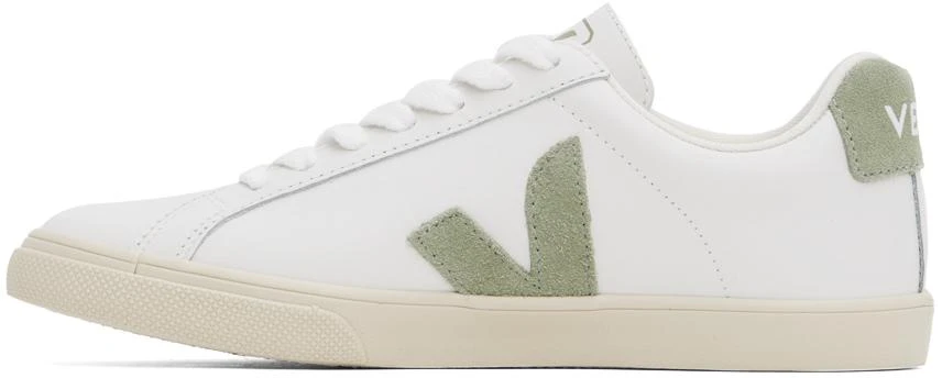 Veja White & Green Esplar Leather Sneakers 3